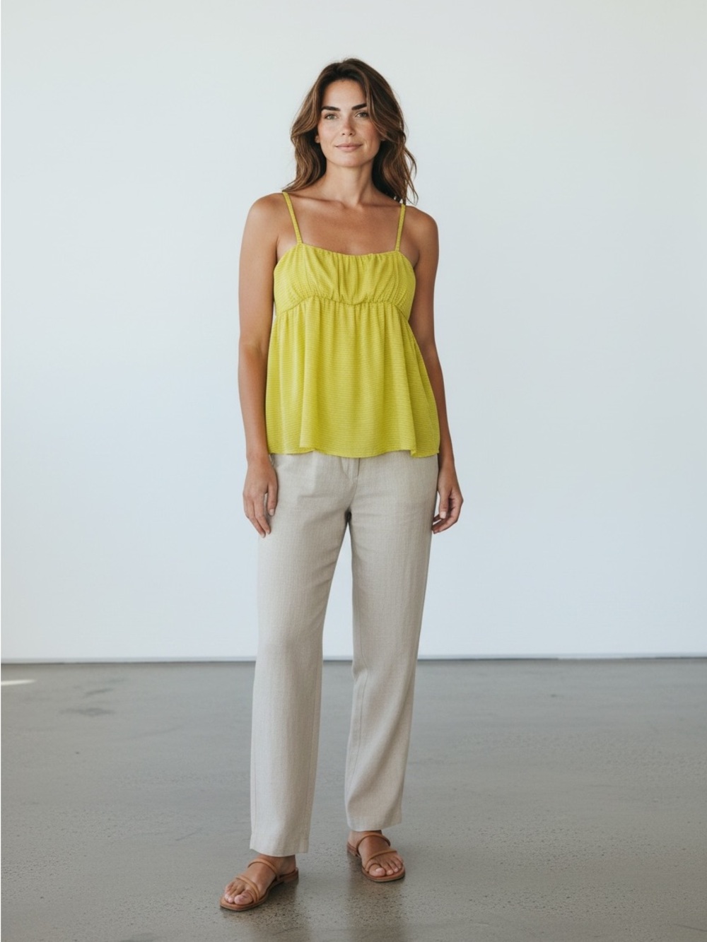 NWT Free People Citrus Yellow Striped Spaghetti Strap Camisole Size XS